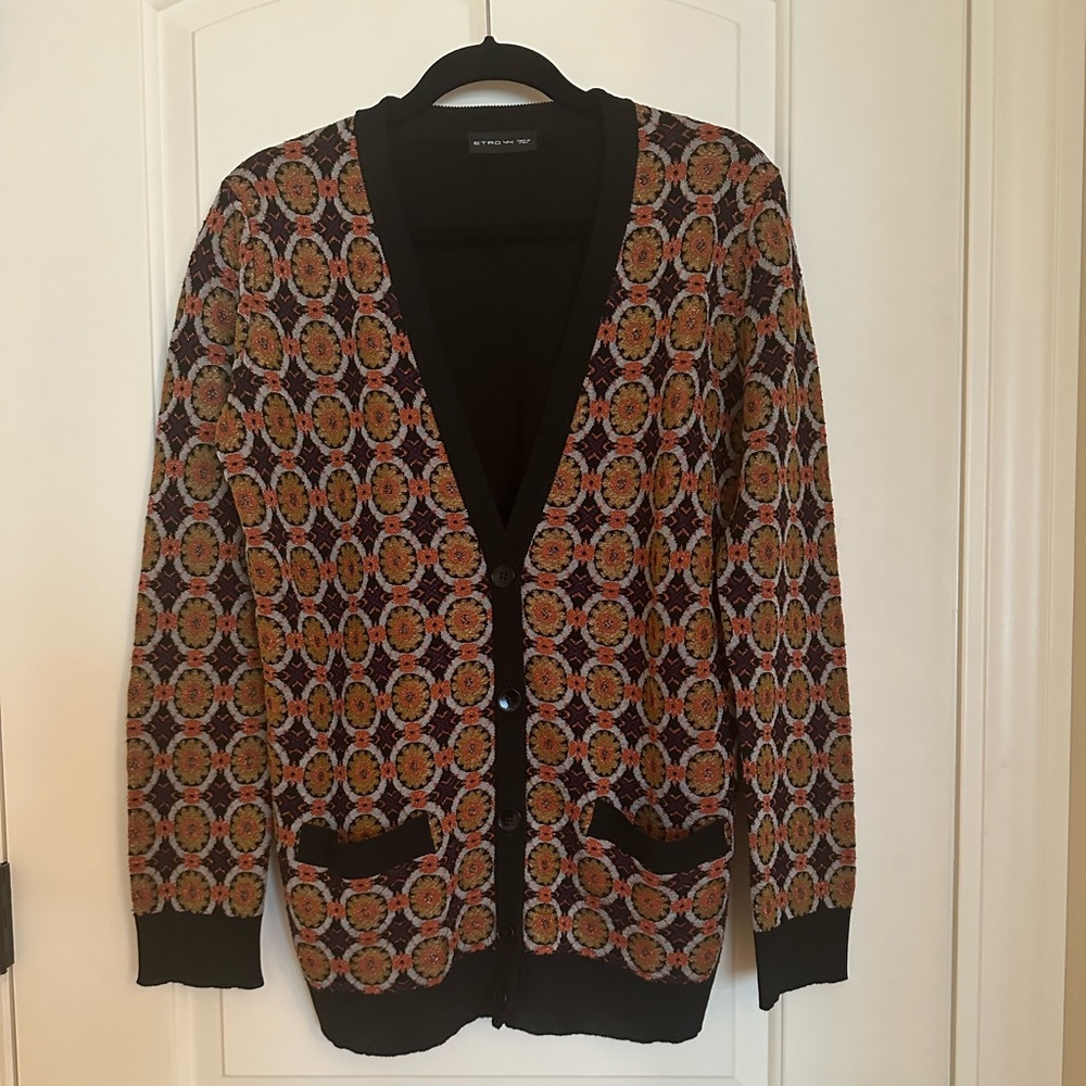 ETRO Metallic Button Down Long Sweater S/M